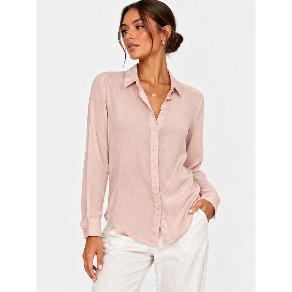 Baldwin Kansas City Pink Textured Button Down Shirt Size L